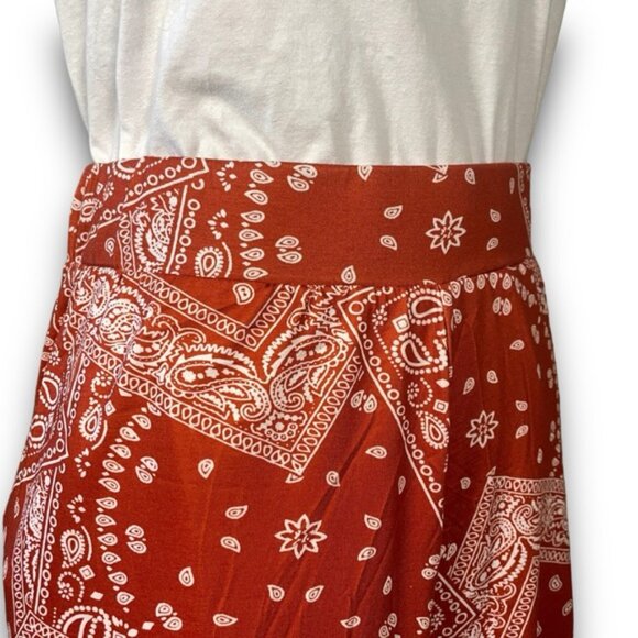 NWT Plus Size Burnt Orange Flowy Western Paisley Wide Leg Palazzo Pants Sz 2X - Picture 2 of 13